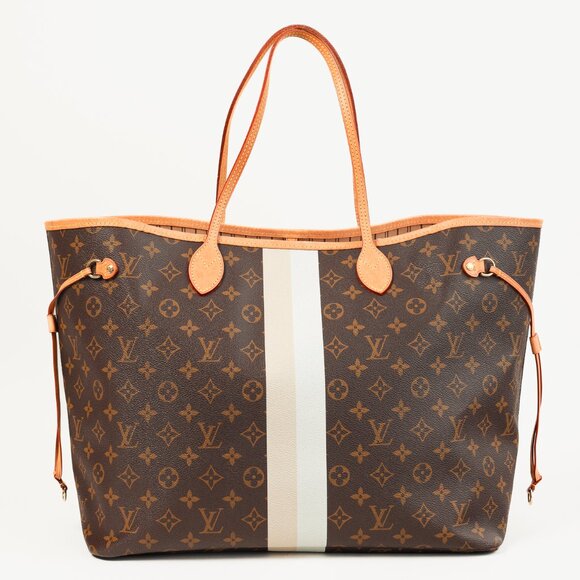 Louis Vuitton Brown Monogram "T" My LV Grey Stripe Heritage Neverfull GM - Picture 4 of 15